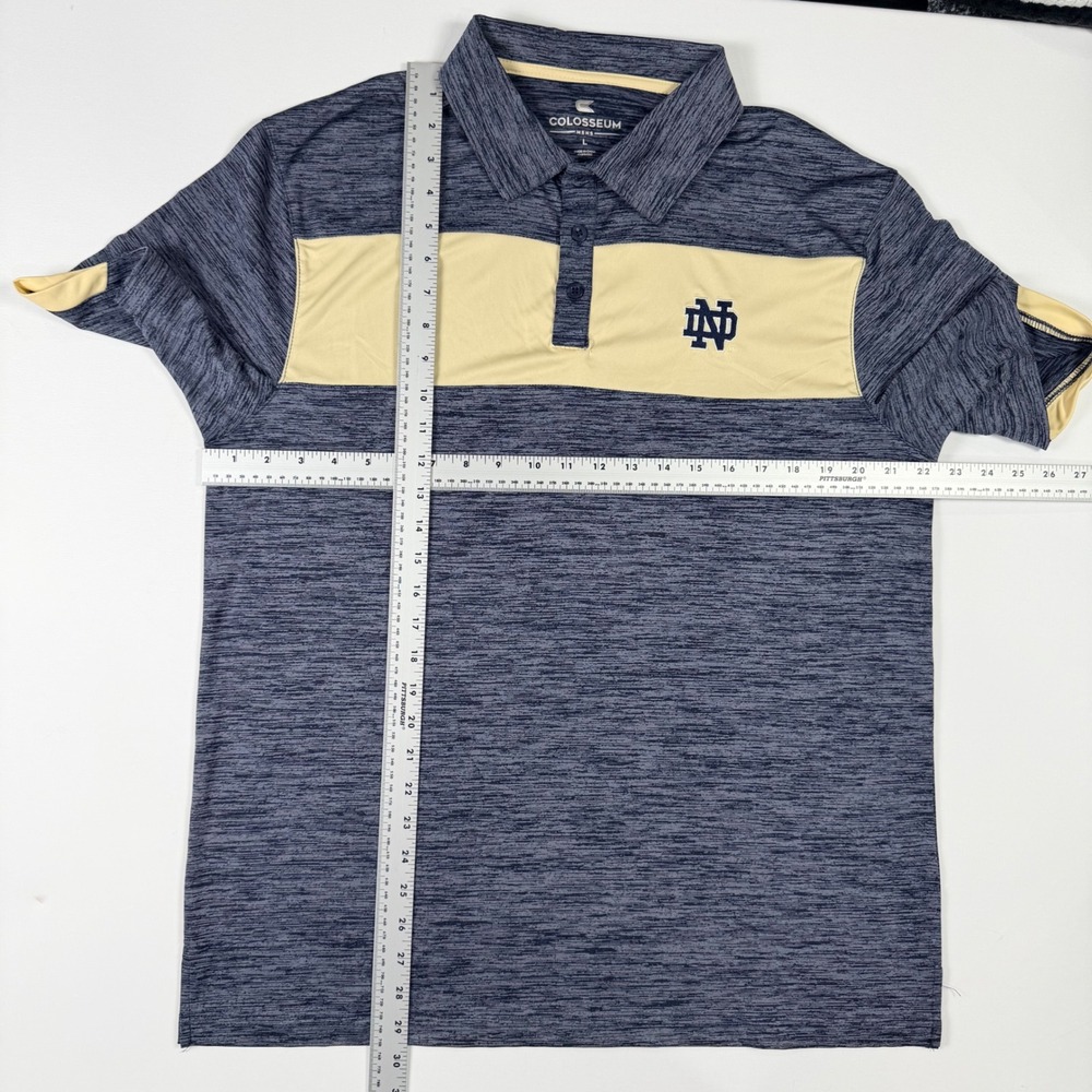 Colosseum Notre Dame Polo Mens L Blue Gold Excellent Performance Space Dye‎ ND - Picture 8 of 10